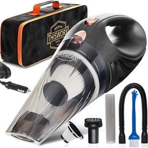 lot 106 image: THISWORX Car Vacuum Cleaner - Portable, High Power, Mini Handheld Vacuum w 3 Attachments, 16 Ft Cord & Bag - 12v, Small Auto Accessories Kit for Interior Detailing - Black