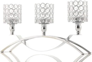 lot 107 image: VINCIGANT Crystal Candle Holder Table Candelabras,3 Candle Stand Holders for Wedding Table Centerpieces,Home Decor Accents,Silver