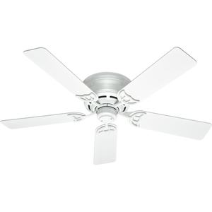 lot 620 image: Hunter 52 Low Profile White Ceiling Fan with Pull Chain