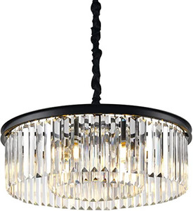 lot 625 image: Deweylaza Modern Crystal Chandelier Lighting, 6-Light W22x H7 Semi Flush Mount Crystal Chandelier Pendant Hanging Light Fixture for Dining Room Living Room Kitchen Island Hallway