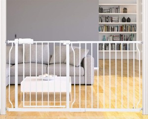 lot 626 image: HOOEN Extra Wide Baby Gate for Stairs Doorways Hallways Tension Baby Gate Walk Through Child Gates for Kids or Pets Indoor Safety Gates 57.5-62 Inch
