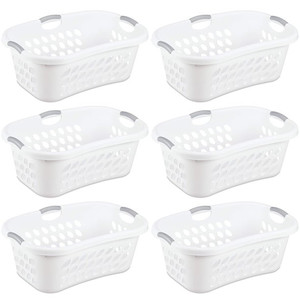 lot 700 image: 6 PACK Sterilite 1.25 Bushel Ultra�� HipHold Laundry Basket White