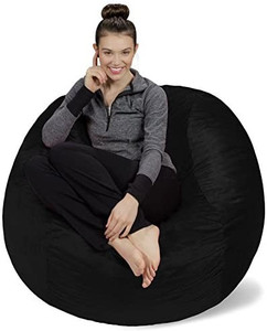 lot 807 image: Sofa Sack Bean Bag Chair 3 Memory Foam Furniture Bean Bag - Medium Sofa with Soft Micro Fiber Cover - Midnight Black