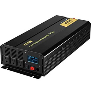 lot 811 image: VEVOR Pure Sine Wave Inverter, 2500 Watt Power Inverter, DC 12V to AC 120V Car Inverter, with USB Port, LCD Display, and Remote Controller Power Converter, for RV Truck Car Solar System Travel Camping
