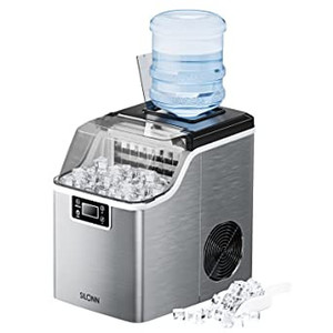 lot 824 image: Silonn Countertop Ice Maker, 45lbs Per Day, Automatic Self-Cleaning, 24 Ice Cubes in 13 Minutes, 2 Ways to Add Water, Compact Ice Maker for Home Office, Bar, Party, SLIM02