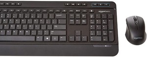 lot 827 image: 2 PACK Amazon Basics Wireless Computer Keyboard and Mouse Combo - Full Size - US Layout (QWERTY)