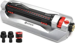 lot 837 image: Eden 94116 Heavy Duty Metal 3-Way Oscillating Sprinkler for Large Lawn and Garden WQuick Connect Starter Set