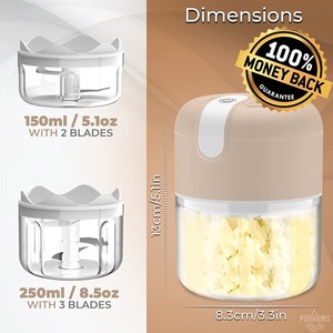 lot 120 image: Pudhoms Electric Mini Garlic Chopper �� Small Wireless Food Processor Portable Mini Garlic Choppers Blender Mincer Waterproof USB Charging For Ginger Onion Vegetable Meat Nut Chopper (150250 ml Bowl)