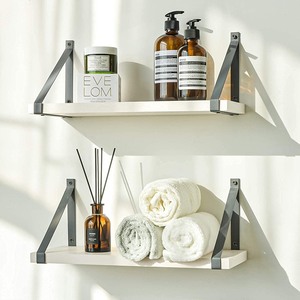 lot 131 image: Labcosi White Floating Shelves for Bathroom, Bedroom, Living Room, Kitchen, 2-Pack Solid Wood Wall Shelf Over Toilet, Modern D�cor