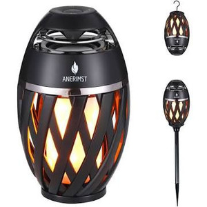lot 142 image: Outdoor Bluetooth Speaker, Gifts for Men Women Dad Mom, ANERIMST Waterproof Wireless Torch LED Light, Flame Speaker for Camping Accessories Home Gadgets, Loud Sound, 24H Playtime, Black, 1 Pack