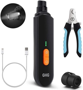 lot 170 image: GHG Dog Nail Grinder Upgraded - Professional LED Lighting 3-Speed Rechargeable Pet Nail Trimmer with Clippers, Quiet Low Noise, Paws Grooming and Smoothing for Small Medium Large Dogs and Cats