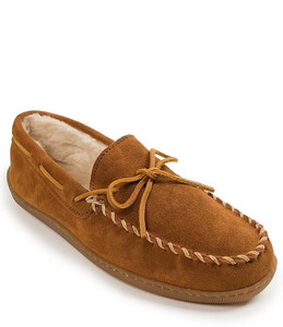 lot 172 image: Minnetonka Mens Suede Pile Lined Hardsole Slipper, Size 9