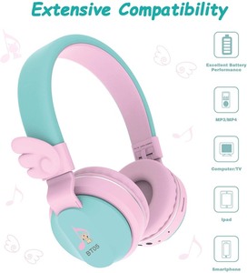 lot 177 image: Headphones, Riwbox BT05 Wings Kids Headphones Wireless Bluetooth Over Ear 85dB103db Volume Control Children Foldable Headphones with MicTF Card Compatible with TabletSmartphoneSchool (Pink&Green)