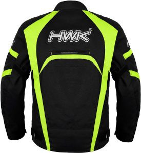 lot 204 image: Motorcycle Jacket Mens Riding HWK Textile Racing Motorbike Hi-Vis Biker CE Armored Waterproof Jackets (Hi-Vis Green, L)