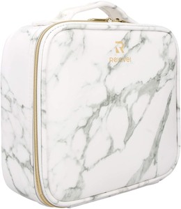 lot 208 image: Relavel Marble Makeup Bag Large Makeup Organizer Bag Travel Train Case Portable Cosmetic Artist Storage Bag with Adjustable Dividers for Cosmetics Makeup Brushes (Marble Pattern)