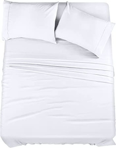 lot 219 image: Utopia Bedding King Bed Sheets Set - 4 Piece Bedding - Brushed Microfiber - Shrinkage and Fade Resistant - Easy Care (King, White)