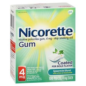 lot 231 image: Nicorette Nicotine Gum Spearmint Flavor Coated 4 mg Stop Smoking Aid, 100 count