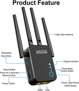 lot 237 image: MSRM US754 1200Mbps WiFi Repeater Signal Booster with 4 Band Antennas Compliant with 802.11abngac WiFi Extender
