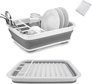 lot 259 image: Collapsible Dish Drying Rack Portable Dish Drainer Dinnerware Organizer for Kitchen Counter RV Storage Campers