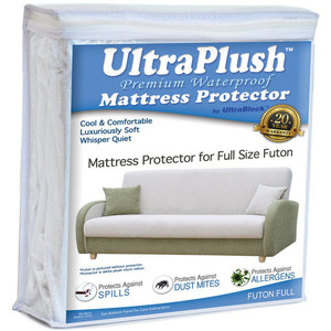 lot 270 image: ULTRAPLUSH�� PREMIUM WATERPROOF MATTRESS PROTECTOR FOR FULL SIZE FUTON - SUPER SOFT QUIET COVER