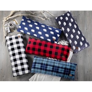 lot 274 image: Dearfoams Royal Plush Printed Reverse to Super Soft Sherpa Body Pillow, 20 x 48, Red Check