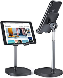 lot 287 image: LISEN Cell Phone Stand, Adjustable Phone Stand for Desk, Thick Case Friendly Phone Holder Stand, Taller iPhone Stand Compatible with All Mobile Phone, iPhone, iPad, Tablet 4-10 Desk Accessories