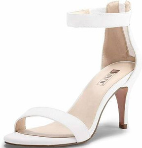 lot 501 image: IDIFU Womens Black Gold Nude High Heel Stiletto Sandals Open Toe Dressy Wedding Party Shoes Heels for Women White Size 6.5