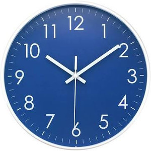 lot 504 image: Wall Clock Battery Operated Indoor Non-Ticking Silent Quartz Quiet Sweep Movement Wall Clock for Office, Bathroom, Living Room Decorative 10 Inch Dark Blue