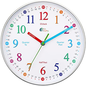 lot 506 image: WISE HEDGEHOG Telling Time Teaching Clock, Silent Non Ticking Analog Battery Operated Learning Clock for Kids, Perfect Room & Wall Decor for School Classrooms, Playrooms and Kids Bedrooms