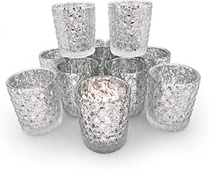 lot 508 image: SHMILMH Silver Votive Candle Holders, Mercury Glass Tealight Holder for Christmas Decoration Wedding Table Centerpiece, Set of 12