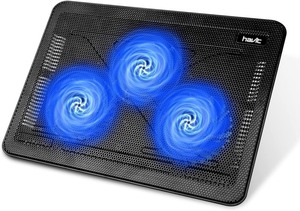 lot 509 image: Havit HV-F2056 15.6-17 Laptop Cooler Cooling Pad - Slim Portable USB Powered (3 Fans), BlackBlue