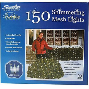 lot 513 image: Twinkle Net Lights, 4x6 Shimmering Mesh 150 Christmas Lights For BushesWindows
