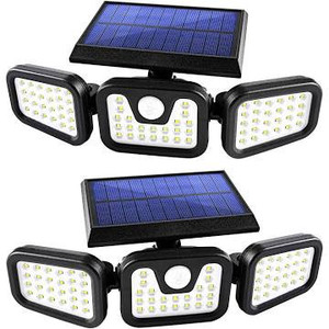 lot 514 image: Solar Lights Outdoor Garden, 2 Pack Kuujojo 74 LED  3 Modes 270° Wide Angle Motion Sensor Outdoor Lights, IP65 Waterproof Solar Outdoor Lights, Security Flood Light for Patio Yard and Garage