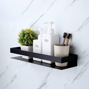 lot 526 image: KES Bathroom Shower Shelf, 15.7-Inch Shower Caddy, Screw Mount, Square Modern Style, Wall Mounted Stainless Steel Matte Black, BSC205S40A-BK