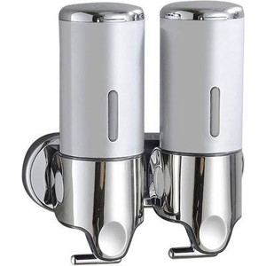 lot 533 image: Wall Mounted Bathroom Liquid Soap Double Dispenser