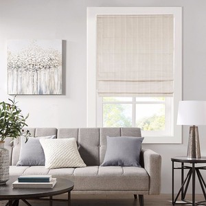 lot 571 image: Madison Park Galen Basketweave Room Darkening Cordless Roman Shade 27 x 64