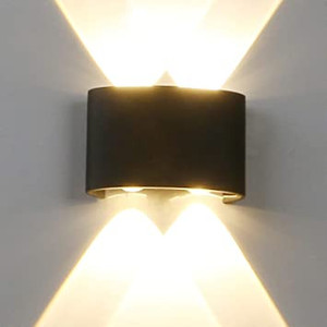 lot 581 image: Modern LED IP65 Waterproof Exterior Wall Lamp with Backing Plate, Yosoan 4W 86V-265V Warm White 3000K Aluminum Indoor Outdoor Surface Mount Rainsafe Matte Black Up Down Porch Staircase Hallway Garage