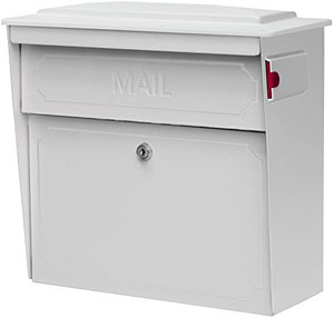 lot 936 image: Mail Boss 7173 Security, White Townhouse Locking Mailbox 15.8 in W X 16.1 in D X 7-12 in H, 1416 Ga Steel