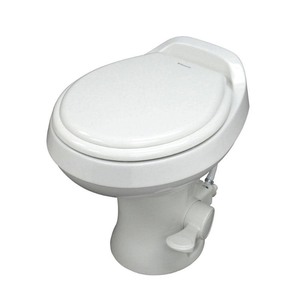 lot 1002 image: Dometic 302300071 300 Series Standard Height Heavy Duty Plastic RV Toilet White
