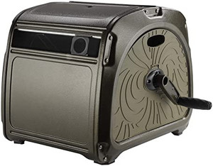 lot 1007 image: Giraffe Metal Hose Reel Box, Heavy Duty Garden Hose Storage Reel Hideaway with Crank Handle, 150ft 58 Hose Capacity