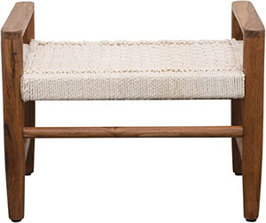 lot 1023 image: Bloomingville Teak Wood & Hand-Woven Cotton Rope, Natural Bench