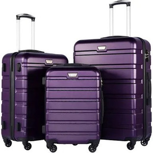 lot 1032 image: COOLIFE Luggage 3 Piece Set Suitcase Spinner Hardshell Lightweight TSA Lock 4 Piece Set