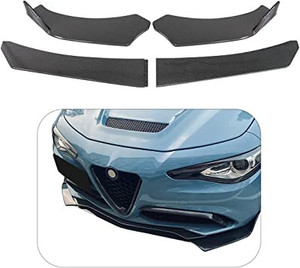 lot 1110 image: Universal Front Bumper Lip, Adjustable Front Lip Spoiler Diffuser Body Kits Auto Carbon Fiber Color Front Lip with Side Skirt for Most Small Cars (Carbon Pointed)