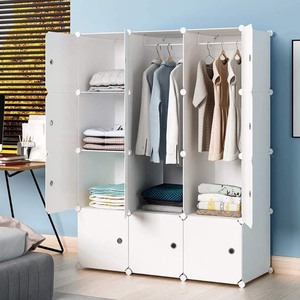 lot 1127 image: Aeitc Portable Wardrobe Closets 14x18 Depth Cube Storage, Bedroom Armoire, Storage Organizer with Doors, 12 Cubes, White