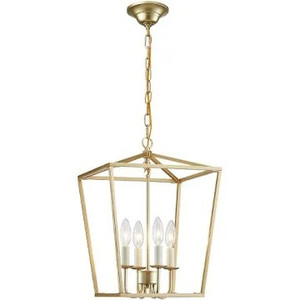 lot 1128 image: ANJIADENGSHI Vintage Lantern Pendant Light Lantern Iron Cage 4 E12 Bulbs Lantern Chandelier for Dining Room Bar Cafe,Gold Plating(Bulbs Not Included)