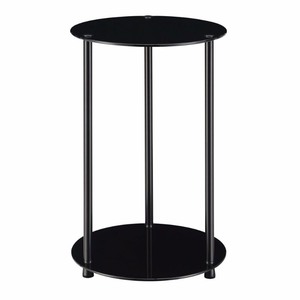 lot 1204 image: Convenience Concepts Designs2Go Classic Glass 2 Tier Round End Table, Black Glass