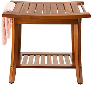 lot 1214 image: Utoplike Teak Shower Bench Seat with Handles