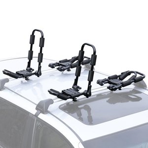 lot 1243 image: Leader Accessories Folding Kayak Rack 4 PCSSet J Bar Car Roof Rack for Canoe Surf Board SUP On Roof Top Mount on SUV Car and Truck Crossbar with 4 pcs Tie Down Straps