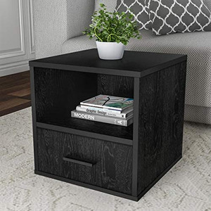 lot 1245 image: Lavish Home End Stackable Contemporary Minimalist Modular Cube Accent Table or Shadowbox for Bedroom, Living Room or Office (Black)