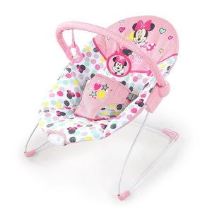 lot 1248 image: Bright Starts Disney Baby Minnie Mouse Vibrating Bouncer with Toy Bar- Spotty Dotty